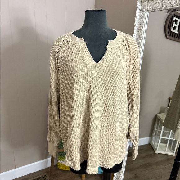 American Eagle • Big Hug Notch Neck Waffle Knit Sweater - Picture 3 of 14